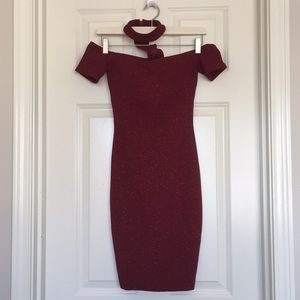 Off the shoulder choker sparkly dress